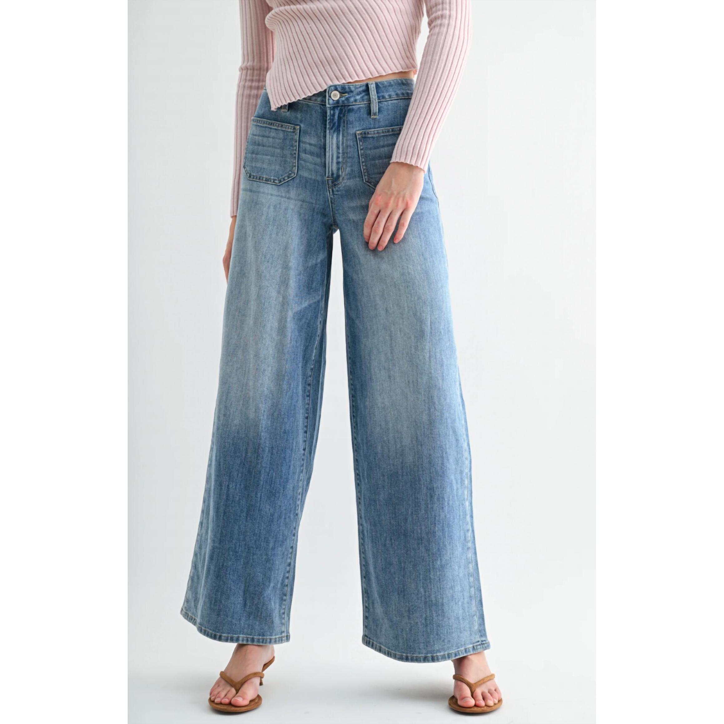 New Mica Denim High Rise Wide Leg Jeans In Blue